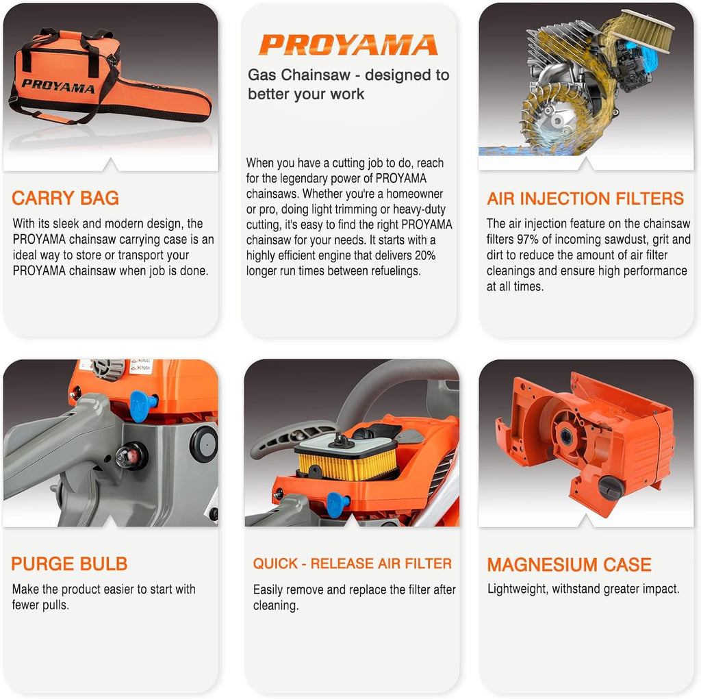 2-Stroke Gas Chainsaw for Wood Cutting