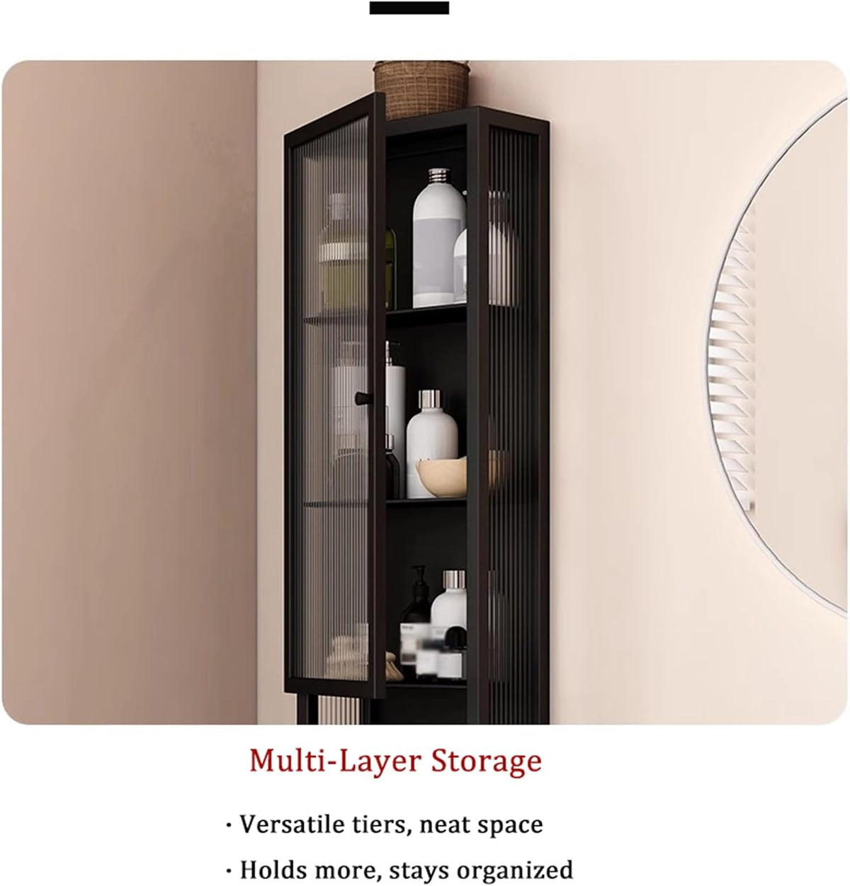 Wall-Mounted Metal Bathroom Cabinet with Glass Door