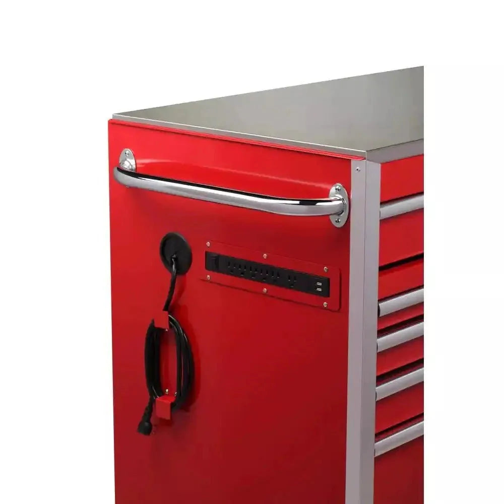 Heavy-duty 72 in. w X 24 in. D 15-DRAWER Tool Chest Mobile Workbench with Stainless Steel Top and Dual Locks in Red