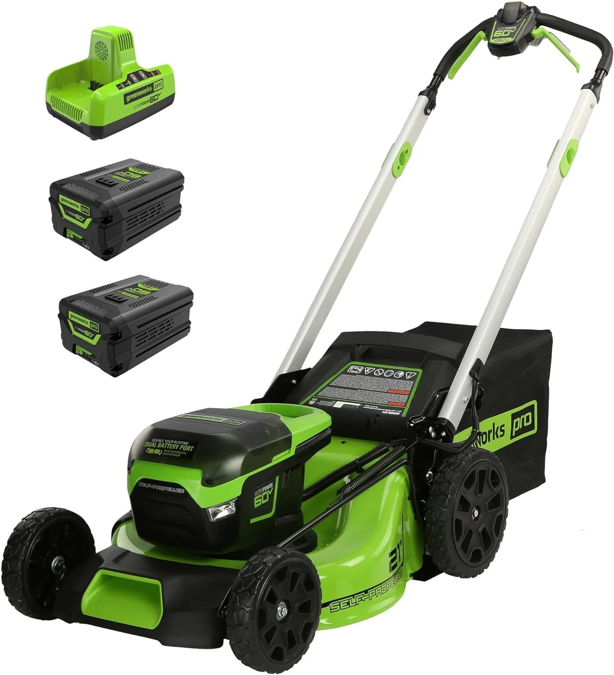 60V 21" Cordless (Self-propelled) Lawn Mower , 2 X 4.0AH Batteries and Dual Port Rapid Charger