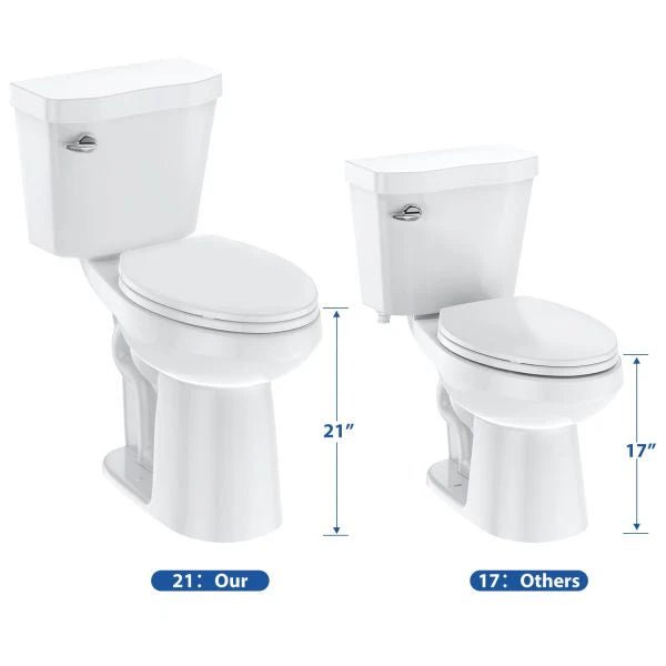 21TOILET, Elongated Toilets for Bathrooms, Two-piece Toilet with Soft Close Seat, 1.28 Siphonic Flush Toilet with Universal Height Ada…
