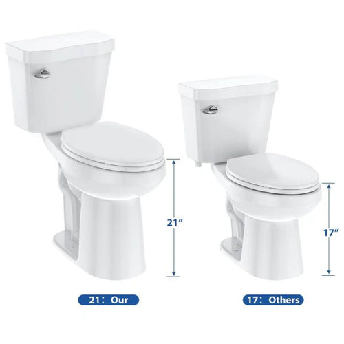 21TOILET, Elongated Toilets for Bathrooms, Two-piece Toilet with Soft Close Seat, 1.28 Siphonic Flush Toilet with Universal Height Ada…