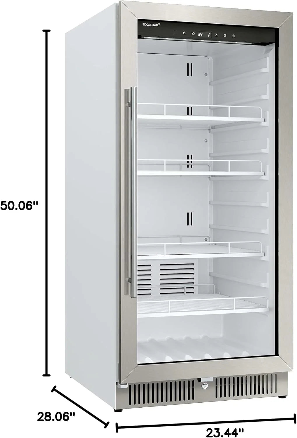 22" Wide 10.1 Cu. ft. Commercial Beverage Merchandiser - Stainless Steel, Temp Alarm, Reversible Door