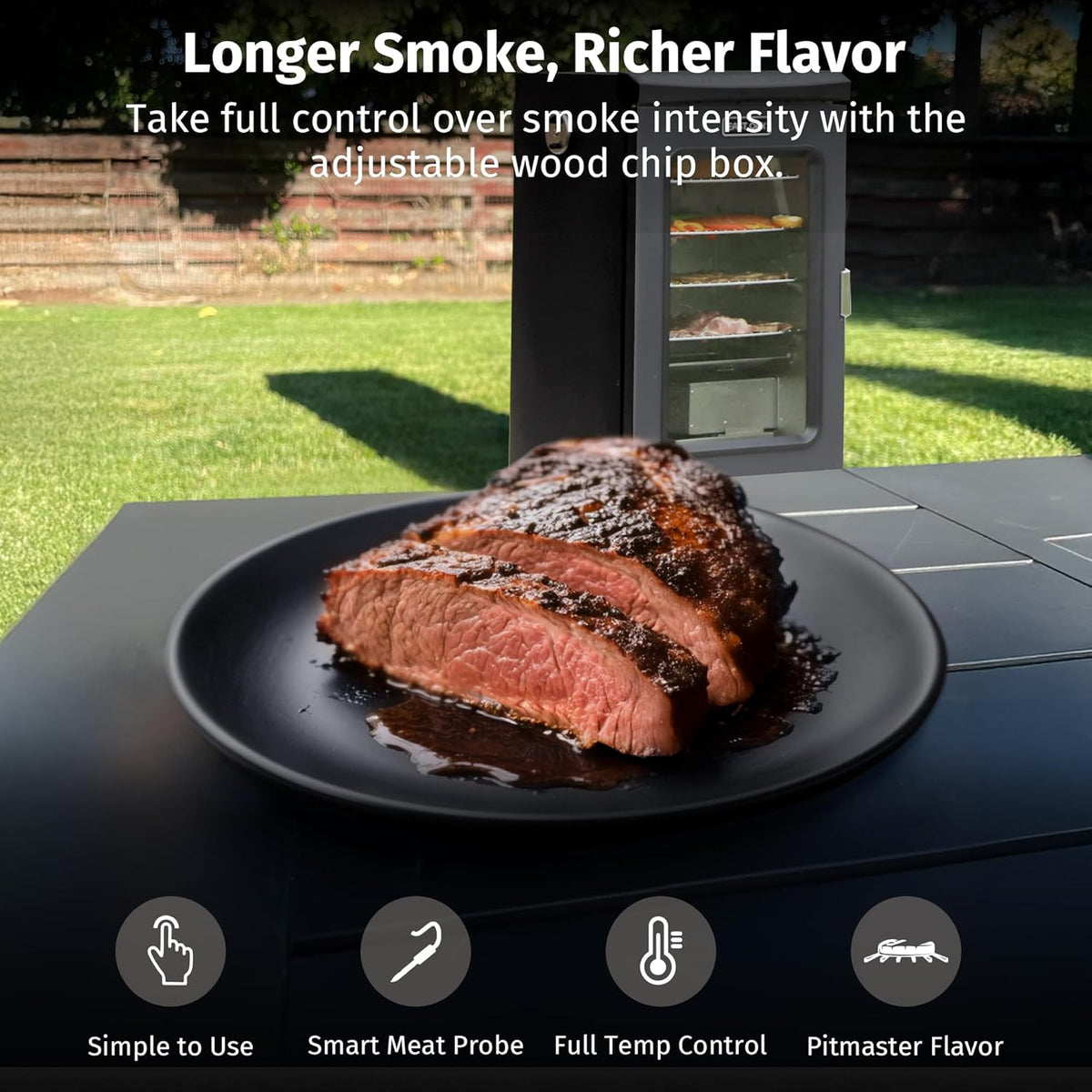 30-Inch Electric Smoker with Glass Door and 4 Racks