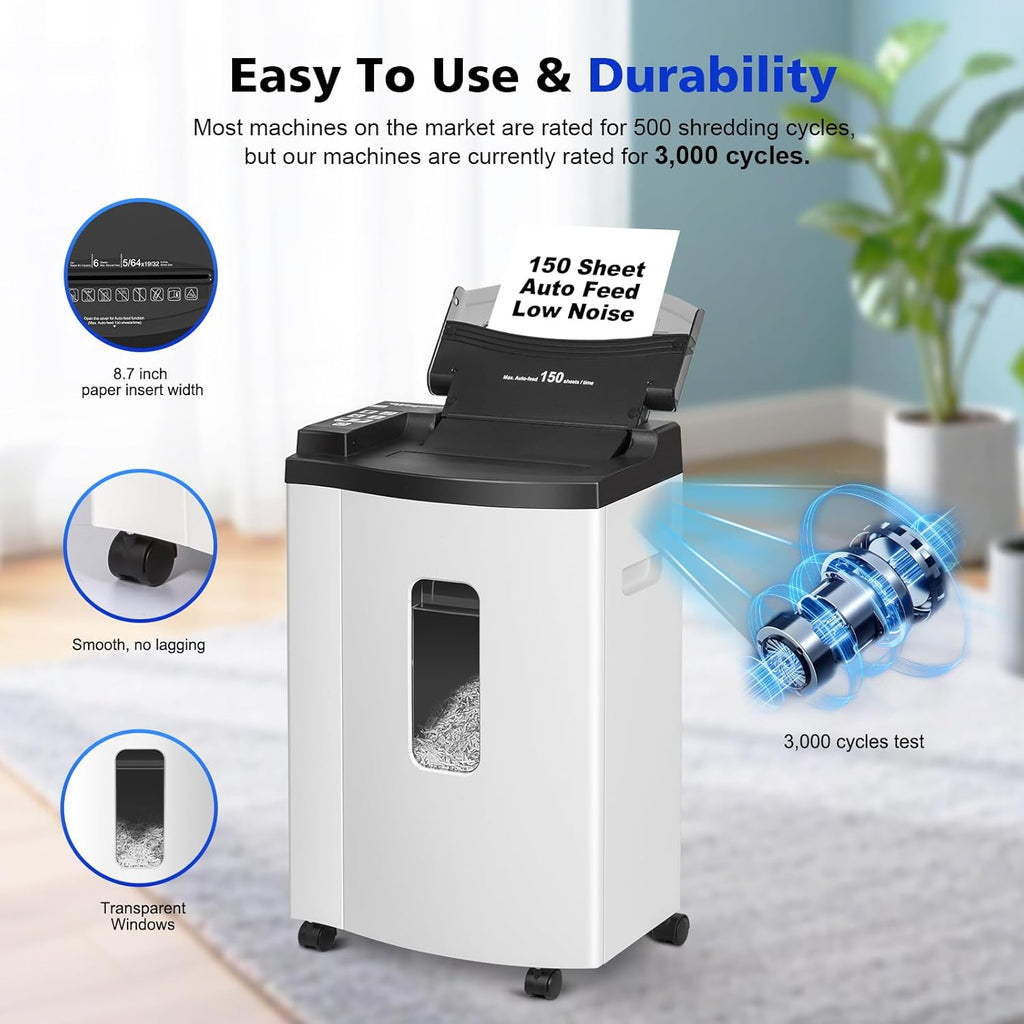 150-Sheet Auto-Feed Micro-Cut Paper Shredder, P-5