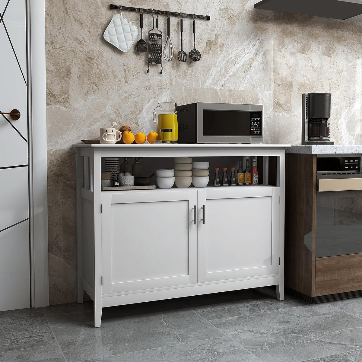 Freestanding Sideboard Cabinet with Adjustable Shelves