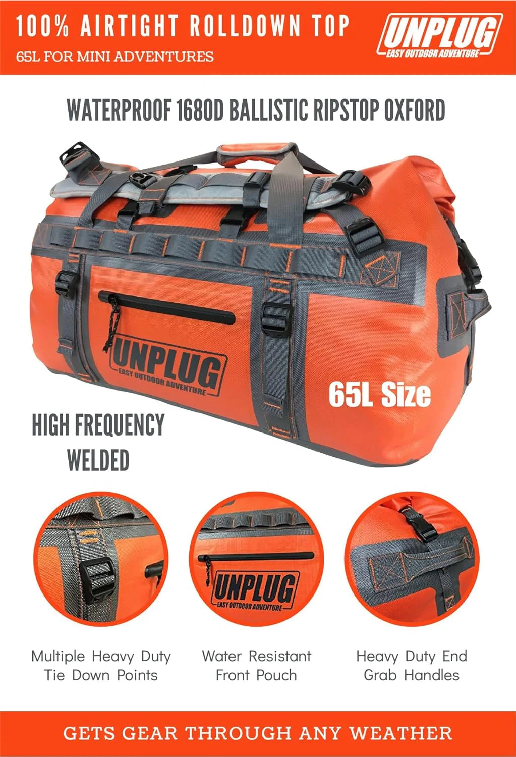 Ultimate Adventure Bag -1680D Heavy Duty Waterproof Travel Duffel Bags for Camping, Motorcycle Dry Bag, Waterproof Bags for Boating,…