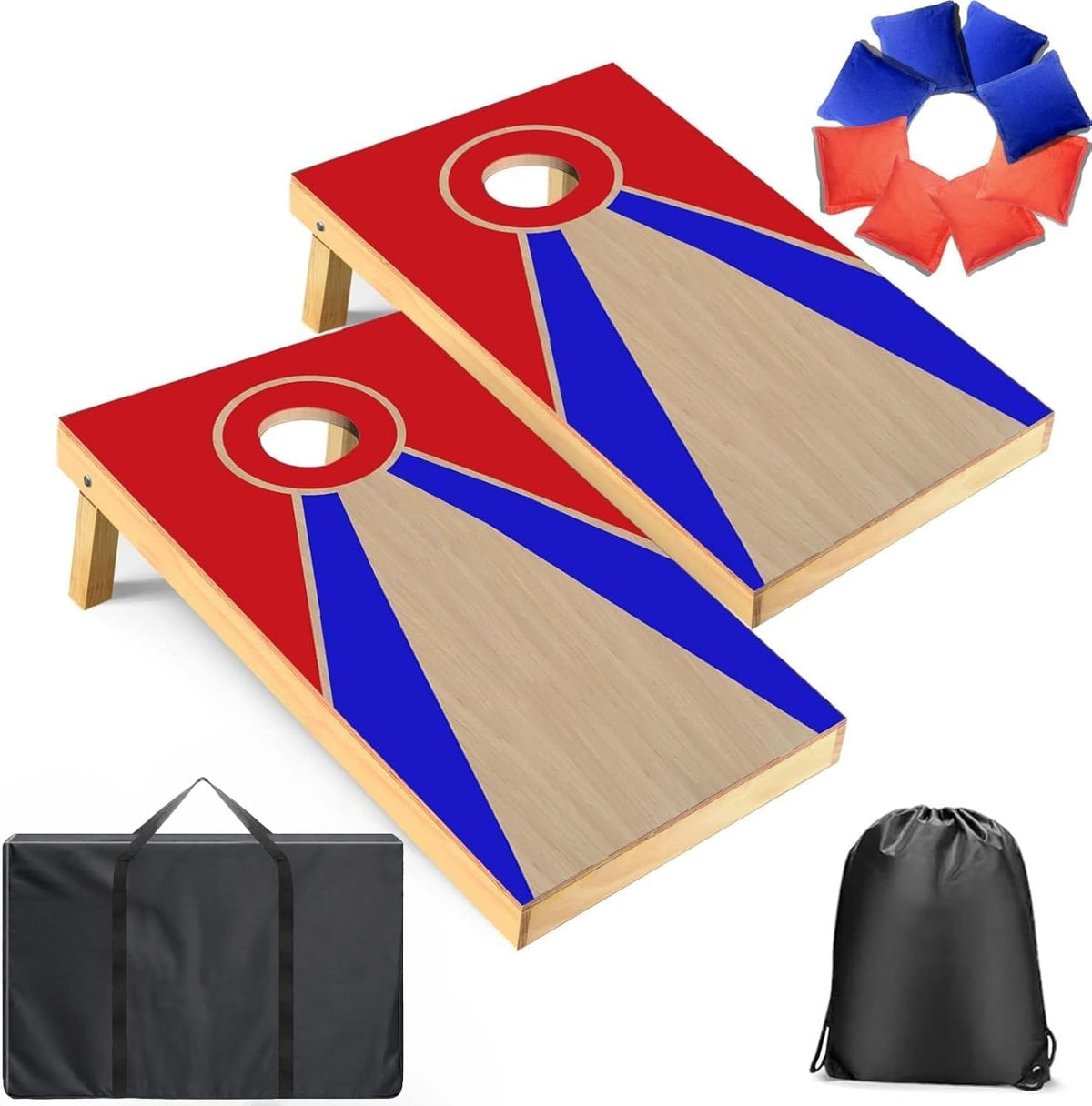 Wood Cornhole Board Set with 8 Bean Bags