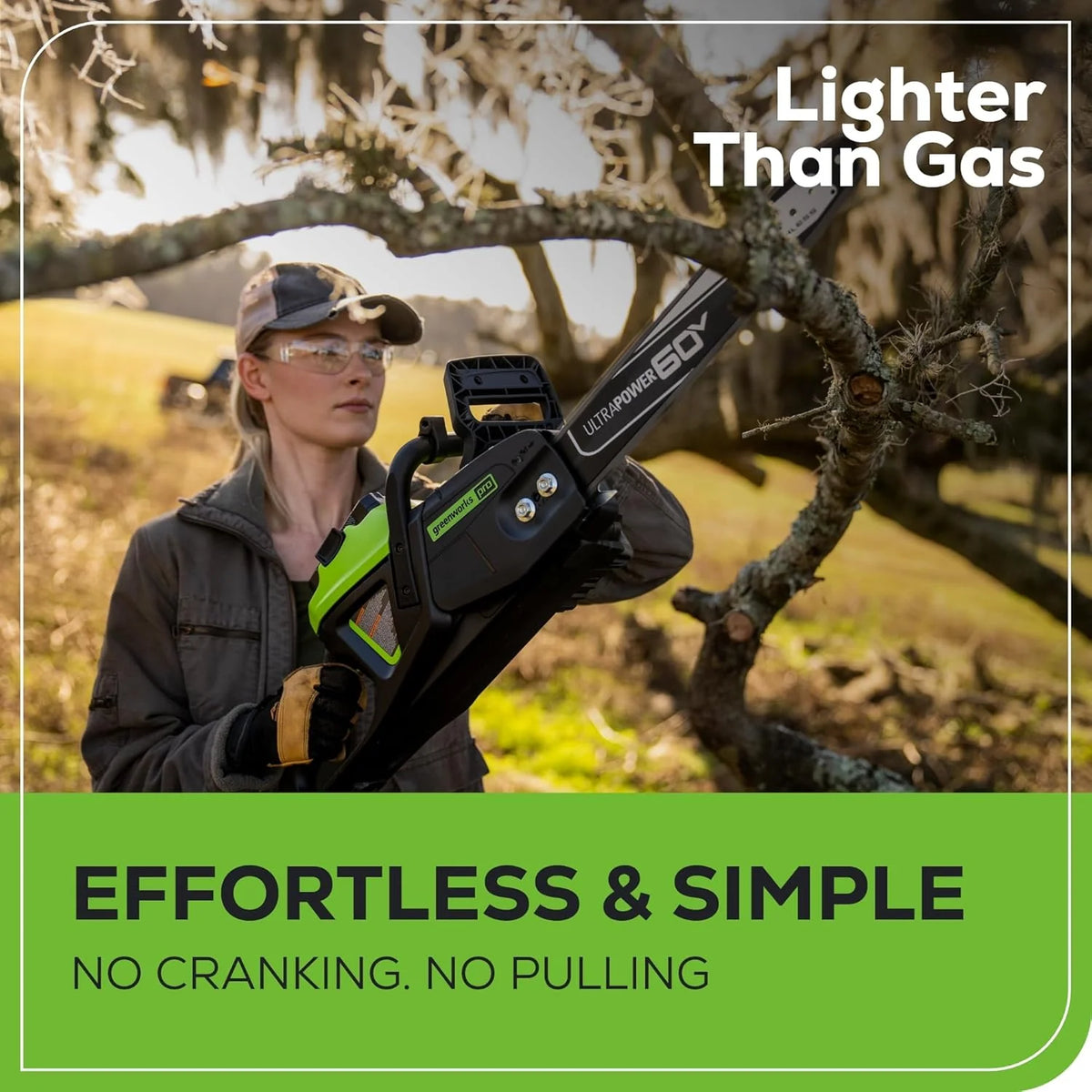 40V 16" Brushless Cordless Chainsaw, 4.0AH Battery and Charger Included
