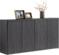 66.3-Inch Four-Door Fluted Buffet Cabinet, Dark Gray Alder