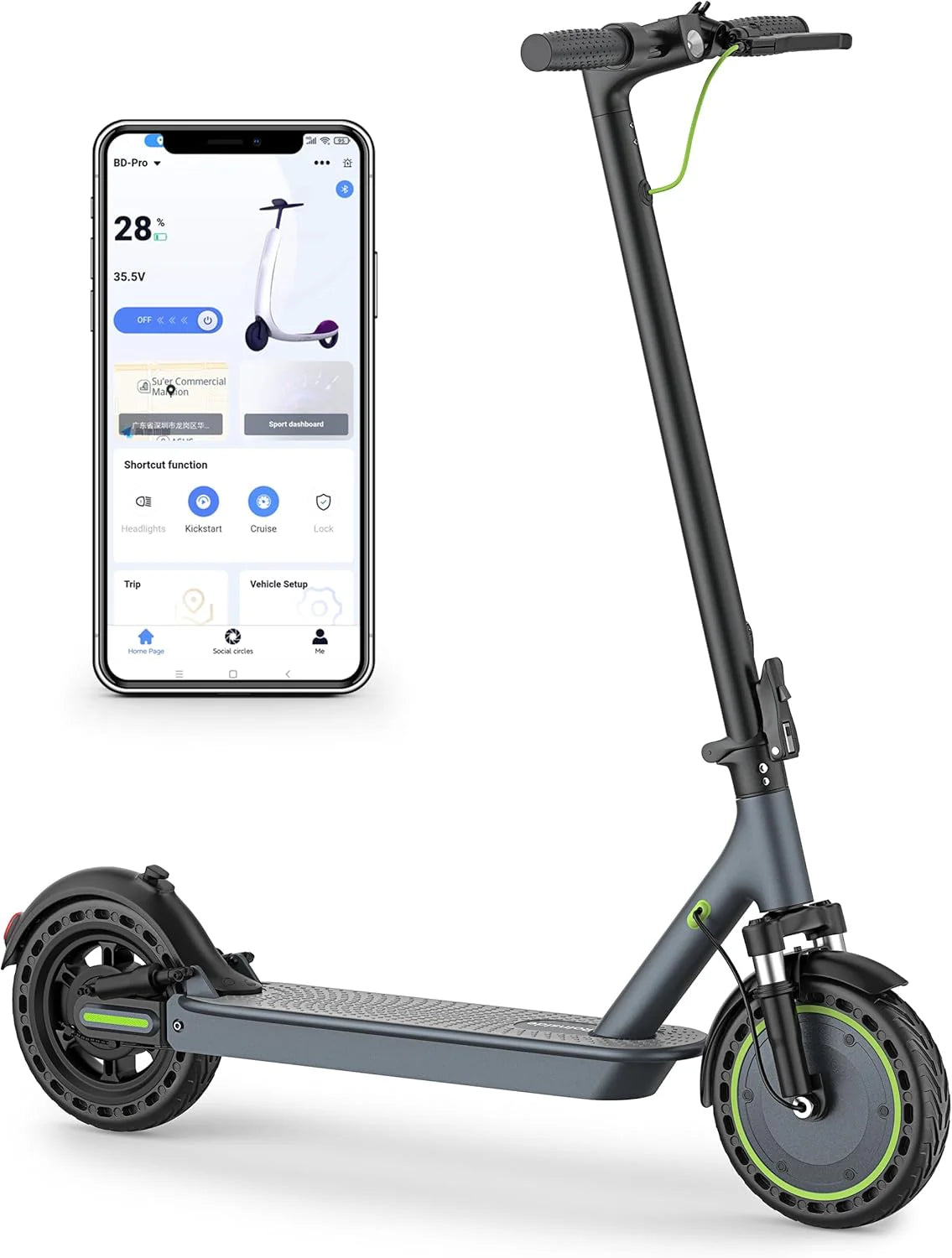 Electric Scooter - 8.5" Solid Tires, 350W Motor, Up to 19 Mph and 21-23 Miles Long-range Portable Foldable Commuting Scooter for Adults with…