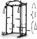 Adjustable Power Cage with Dual Pulley Cable System