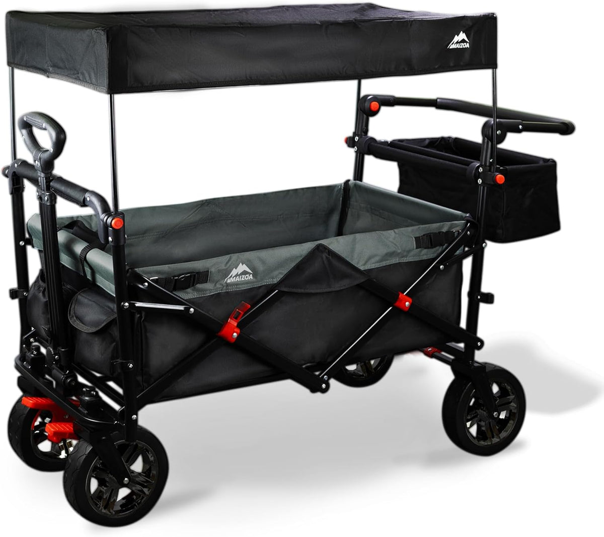 Foldable Kids' Wagon with Canopy and Seat Belts