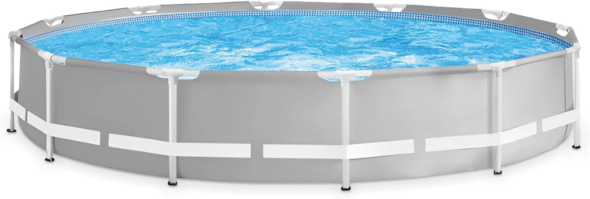 Above Ground Swimming Pool, 12' X 30", Prism Frame, Gray - Large Backyard Outdoor Round Summer Pool for Family, Easy Set Up, 24-INCH Deep…
