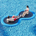 Round Inflatable Floating Dock, Sunchill Float Ring, Hammock Tanning Pool with 4IN Woven Fabric, Manual Pump for 1-2 Min Quick…