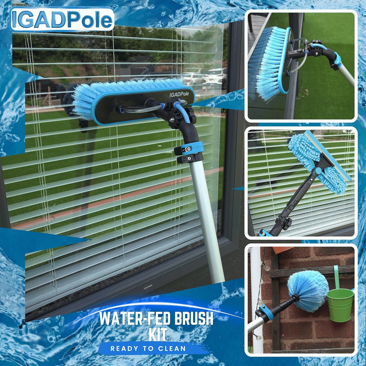 24-Foot Telescoping Window Cleaning Kit with Brush and Squeegee
