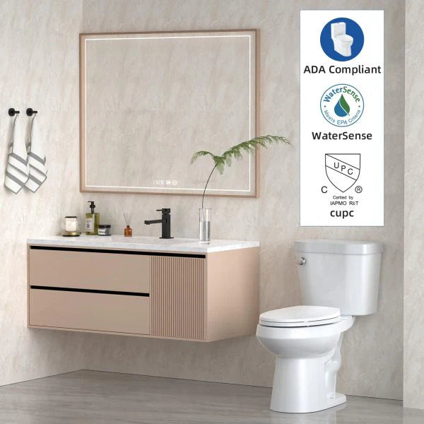 21TOILET, Elongated Toilets for Bathrooms, Two-piece Toilet with Soft Close Seat, 1.28 Siphonic Flush Toilet with Universal Height Ada…