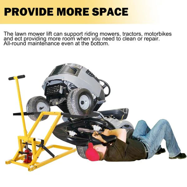 Lawn Mower Lift with Hydraulic Jack, 26 Inches Lawn Mower Lift, Welded Solid Steel Construction, Weight Capacity 500 lbs, for Riding Lawn…