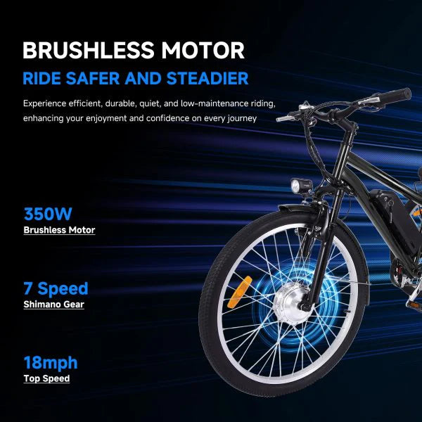 26 Inch Adult 3 Wheel Electric Tricycle with Basket, Fat TIRES,7 SPEEDS,350W Powerful Motor, 36V 10AH Removable Battery - Dark Gray