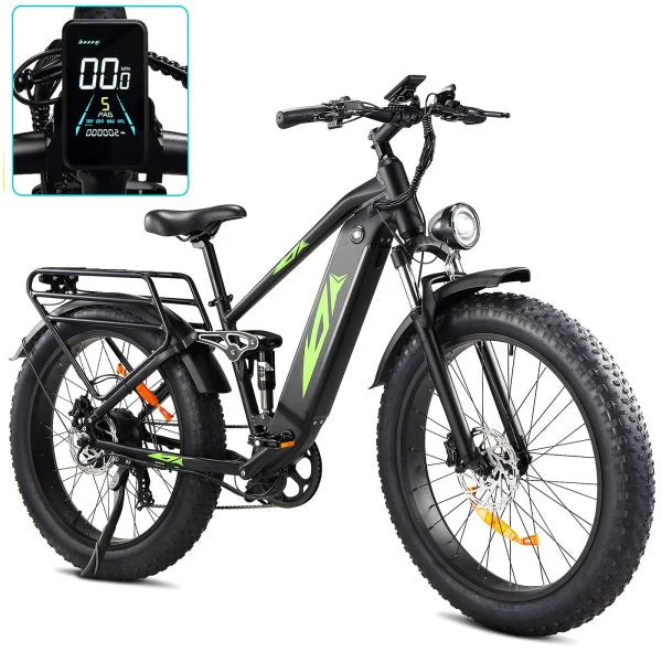 Electric Bike for Adults 1000W, 48V 17.5AH Battery Adult Electric Bicycles, 26 Fat Tire Full Suspension Ebike, 28MPH Mountain Beach E Bike,…