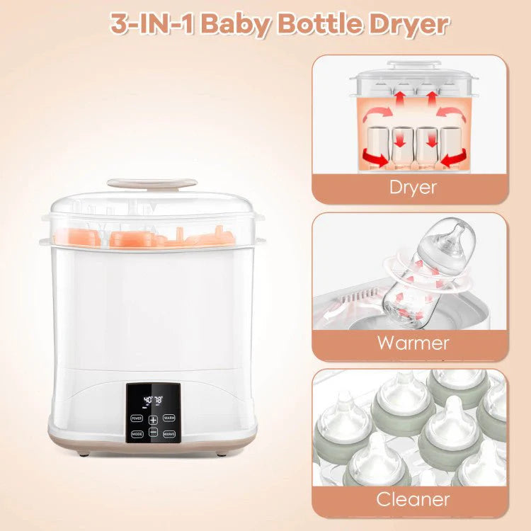 Premium 3-IN-1 Baby Bottle Steam Sterilizer and Dryer with LED Monitor