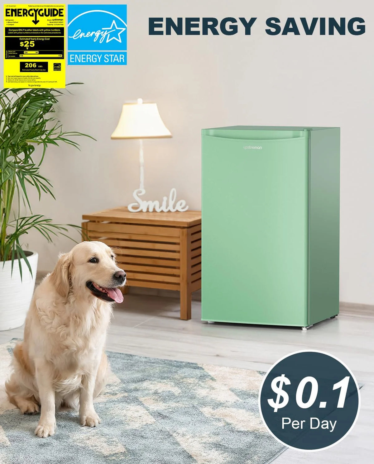 3.2 Cu.ft Mini Fridge with Freezer - Single Door Compact Refrigerator for Dorm, Bedroom, or Office - Adjustable Thermostat, Black