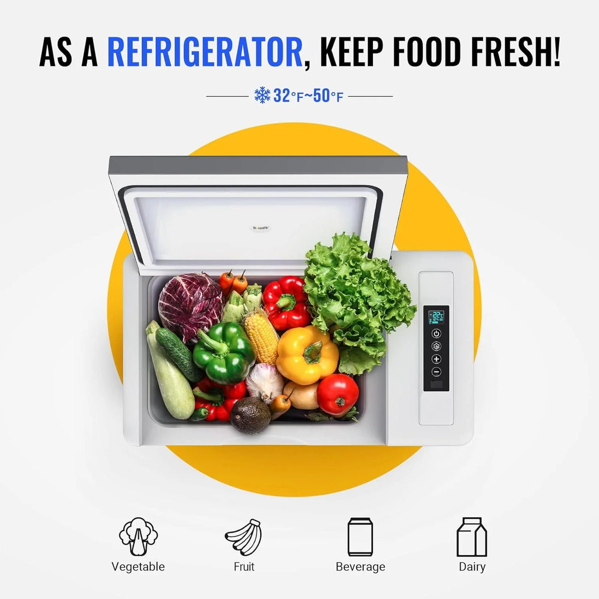 12 Volt Refrigerator 12V Car Fridge 23 quart Portable Freezer Compressor Cooler 12/24V Dc 110~240 Volt AC for Truck Van RV Camper Suv Travel…