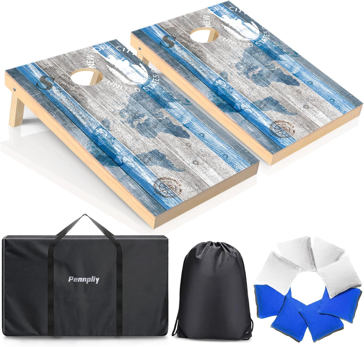 Wood Cornhole Board Set with 8 Bean Bags
