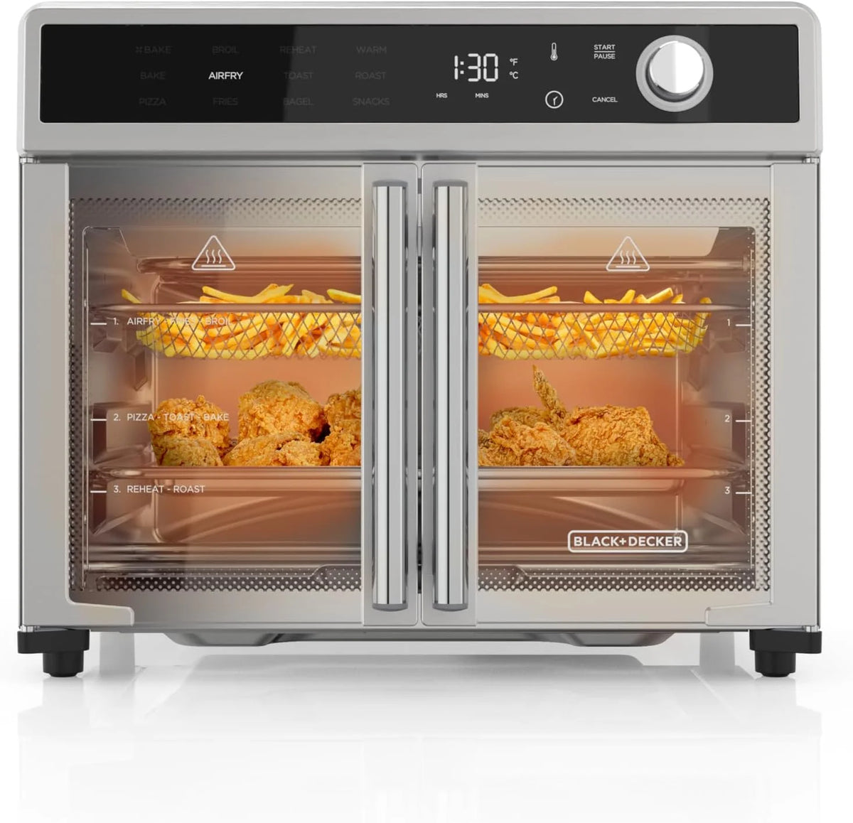 Air Fryer Toaster Oven Combo, 12 in 1 Countertop Convection Oven Cooks Food Fast, Fits a Whole Pizza or 6 Toast Slices, French Doors with…