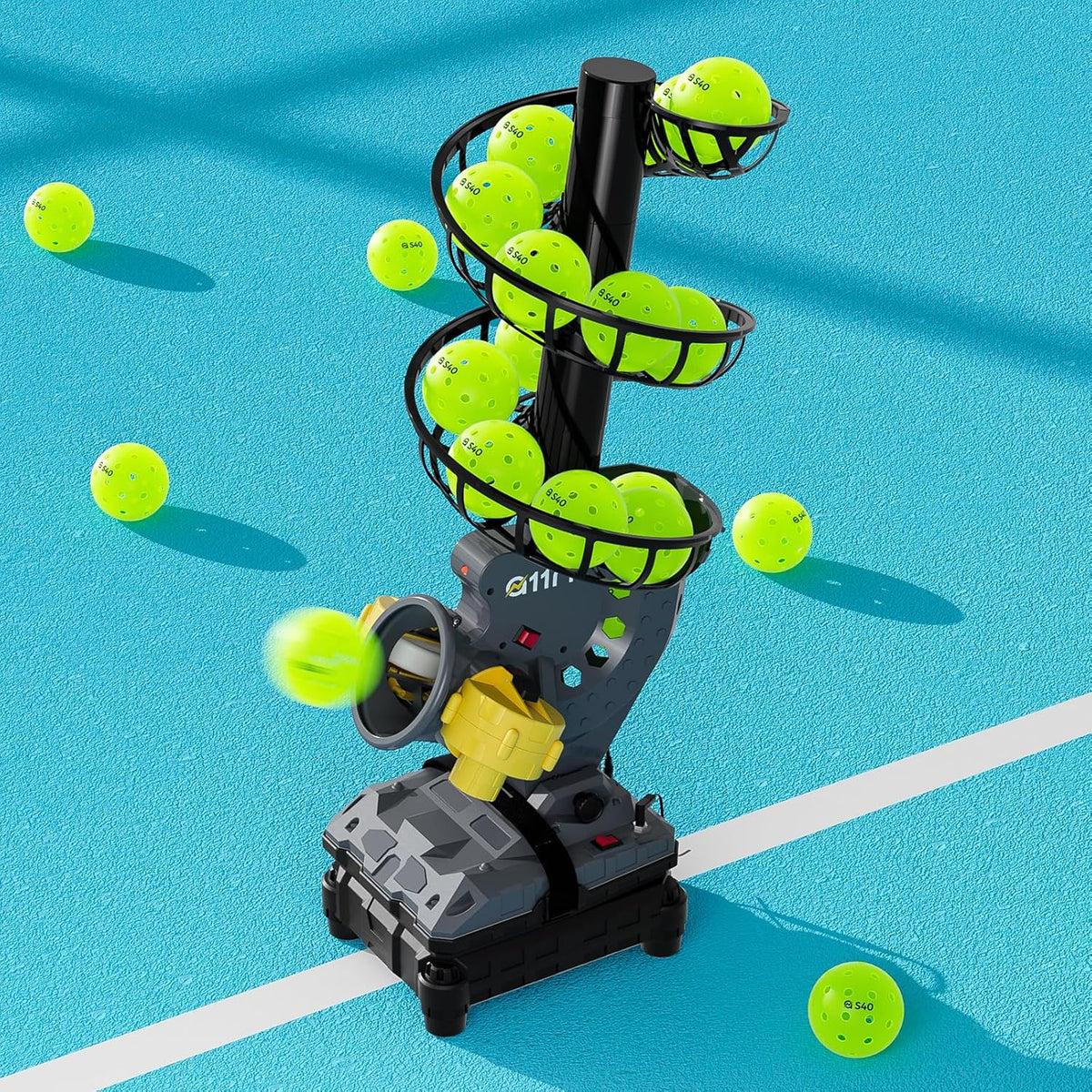 Automatic Pickleball Launcher with Adjustable Spin and Speed