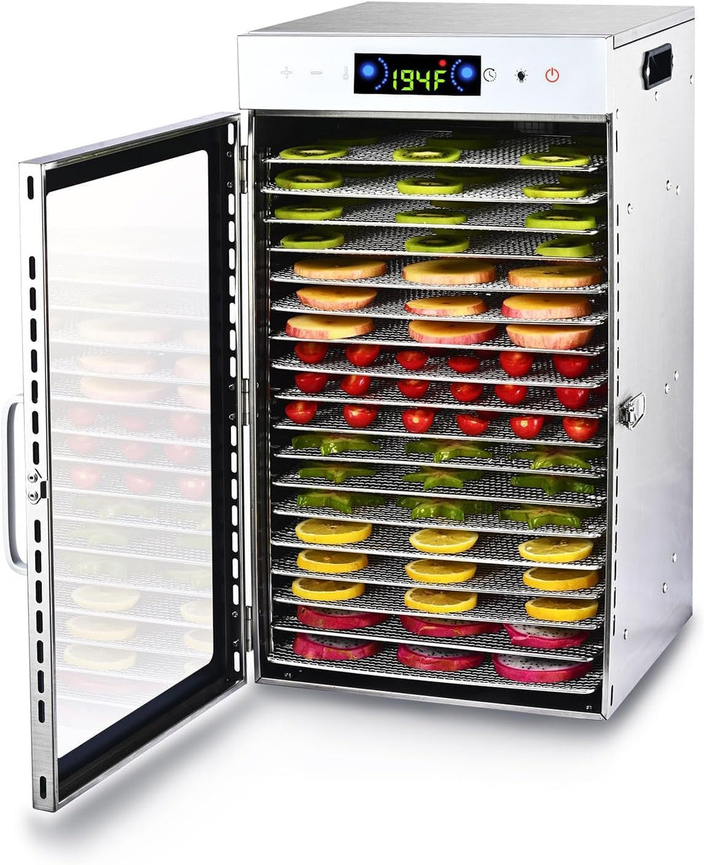 18-Tray Stainless Steel Food Dehydrator with Timer