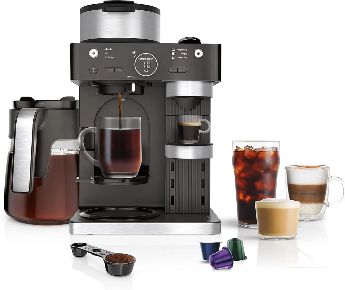 Espresso & Coffee Maker & Barista System, 3 Espresso Brew Styles, Single-serve Coffee & Nespresso Capsule Compatible, Built-in Frother,…