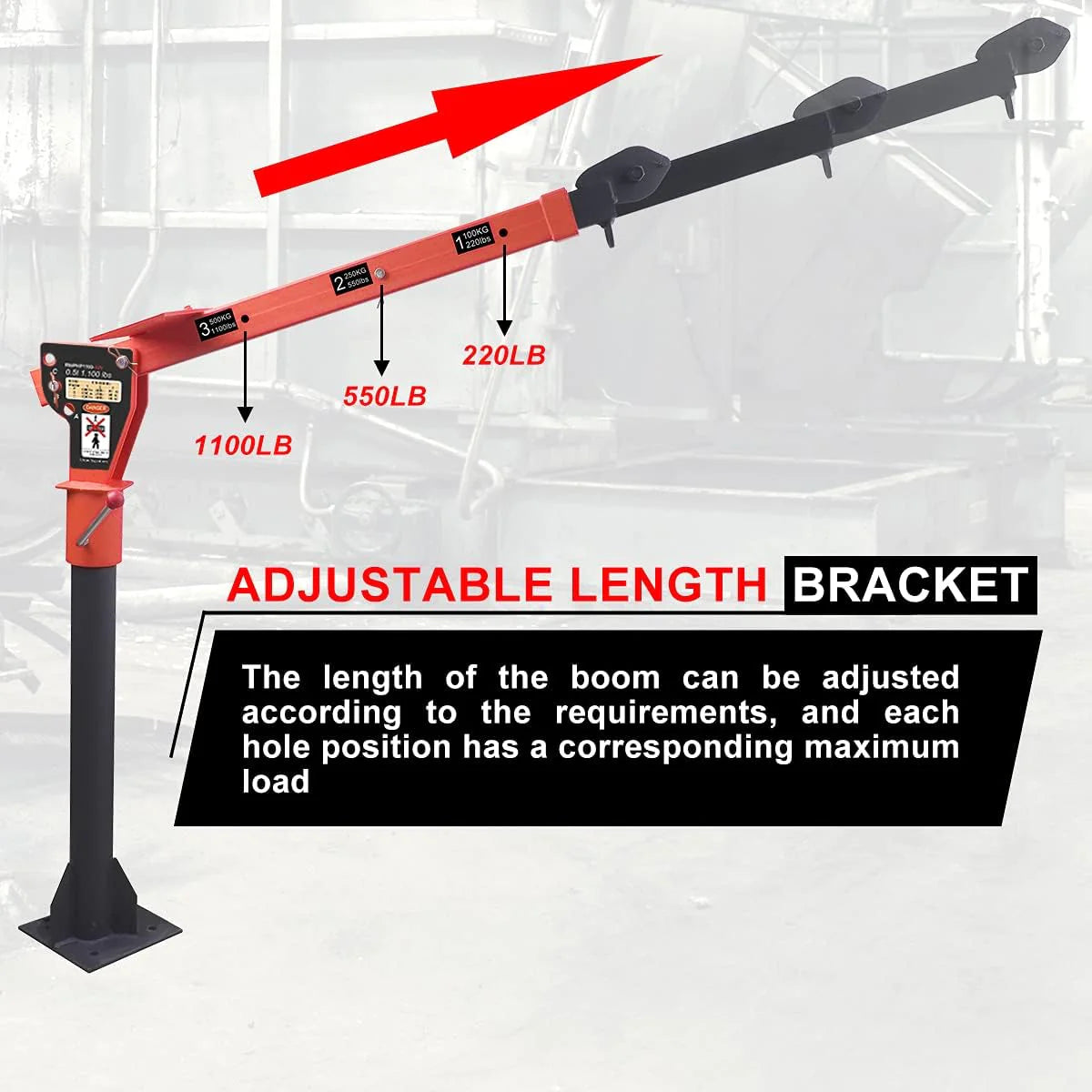 1100LB Folding Dismountable Household Hoist Truck Crane with Electric Hoist (110V) - 880LB Pulling Force, Jib Cranes for Factory, Warehouse,…