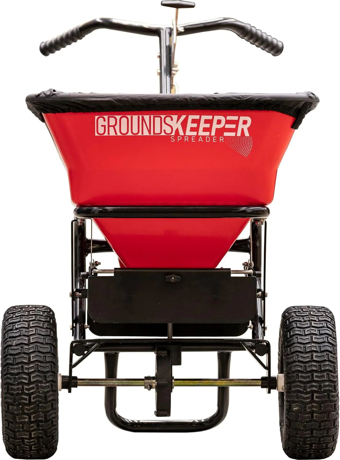 Walk Behind Push Spreader, 100LB Capacity, for Salt, Ice & Snow Melt, Included Grate & Cover with Enclosed Gearbox for Protection