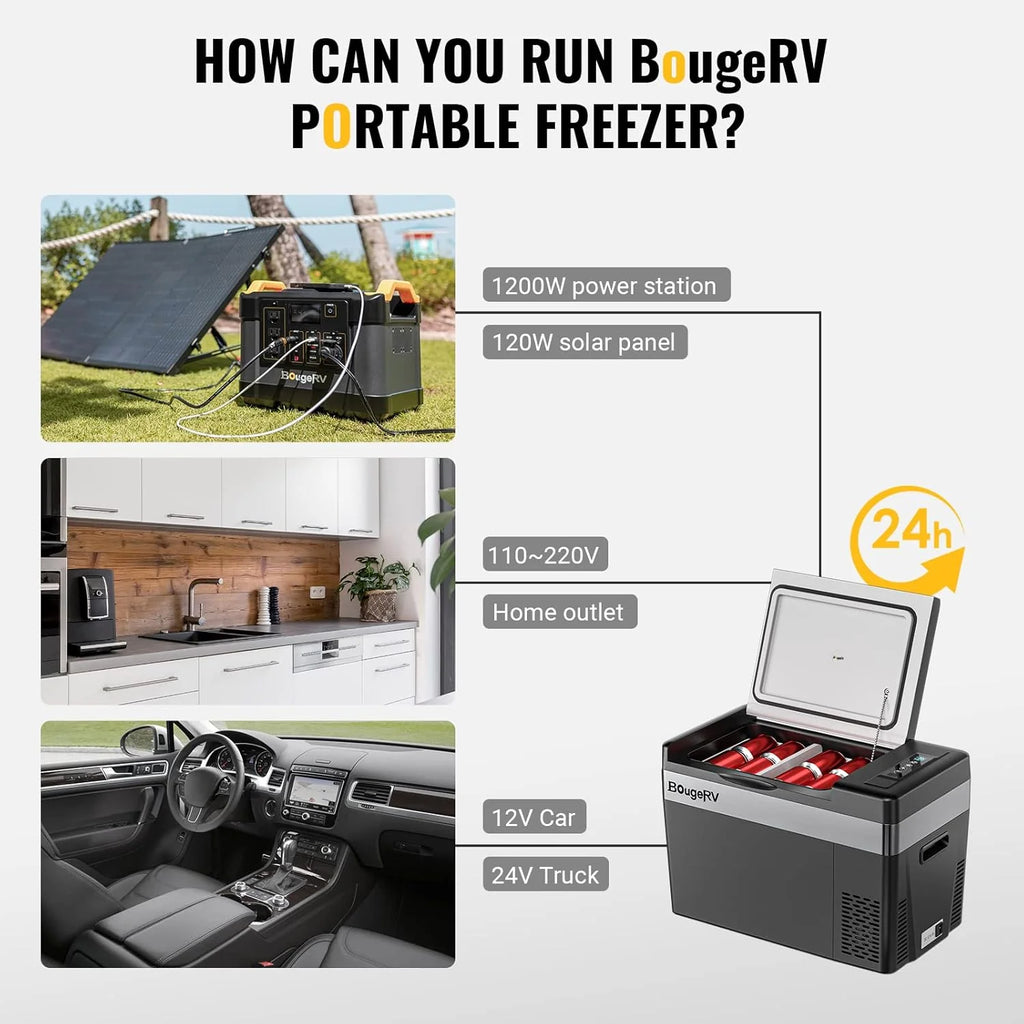 12 Volt Refrigerator 12V Car Fridge 23 quart Portable Freezer Compressor Cooler 12/24V Dc 110~240 Volt AC for Truck Van RV Camper Suv Travel…