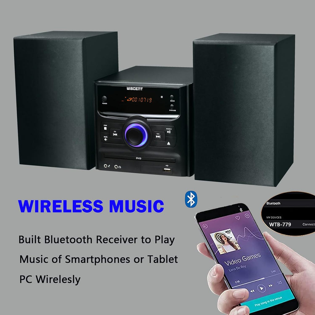 Bluetooth CD Stereo System with FM Radio, USB and 30 W Output