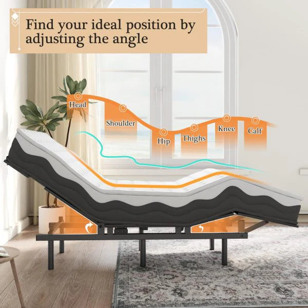 Adjustable Bed Frame -Wireless Remote -Memory Function -Adjustable Bed Base -Head and Foot Lift Incline -Zero Gravity -Quiet Motorfor Lying…