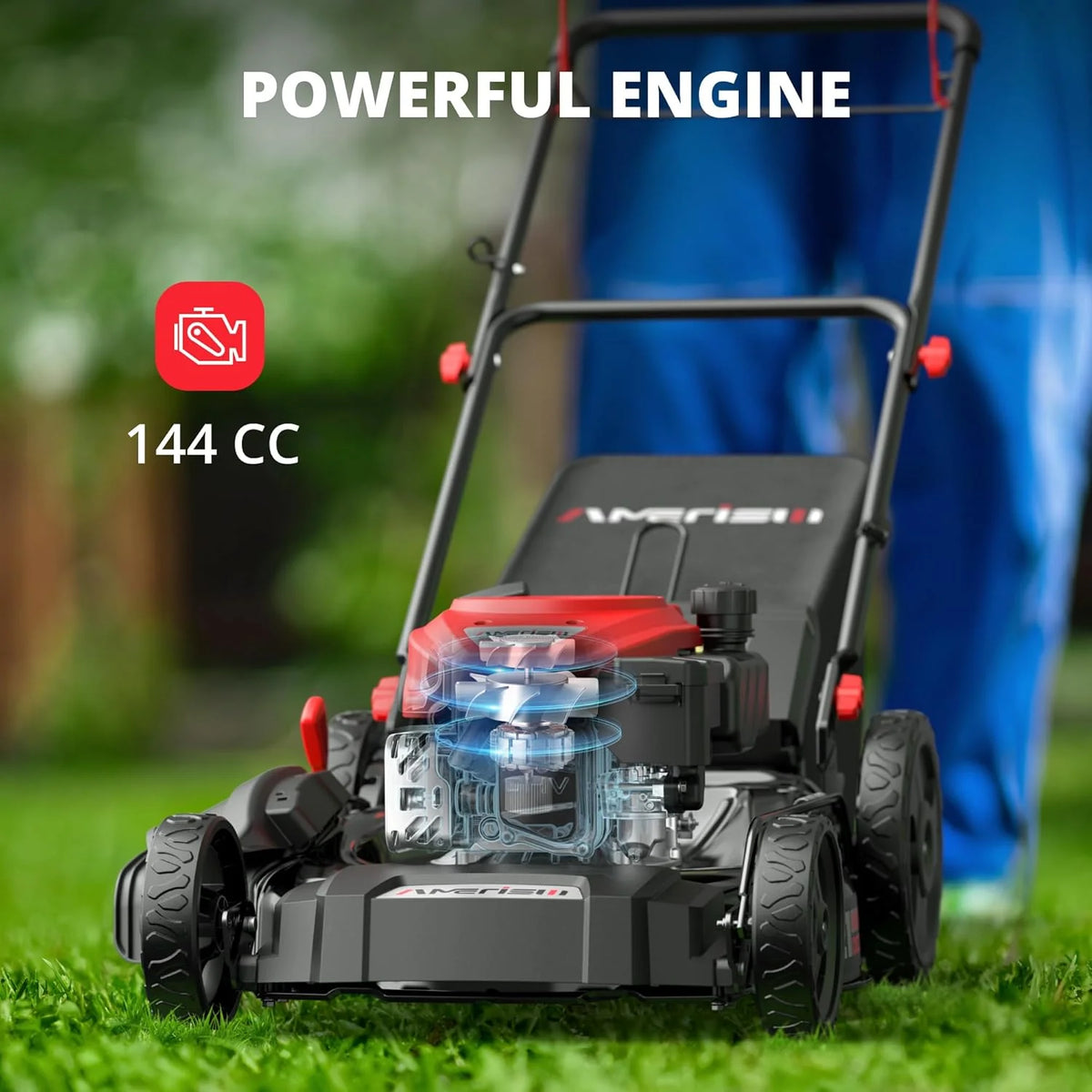 21" Steel Deck Gas Lawn Mower, Heavy-duty 3-IN-1 Push Mower, 144CC 4-STROKE Engine, 6-POSITION Height Adjustment, Large 1.4 Bushel Grass…