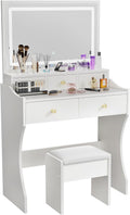 80 cm Vanity Table with Lighted Mirror and Stool