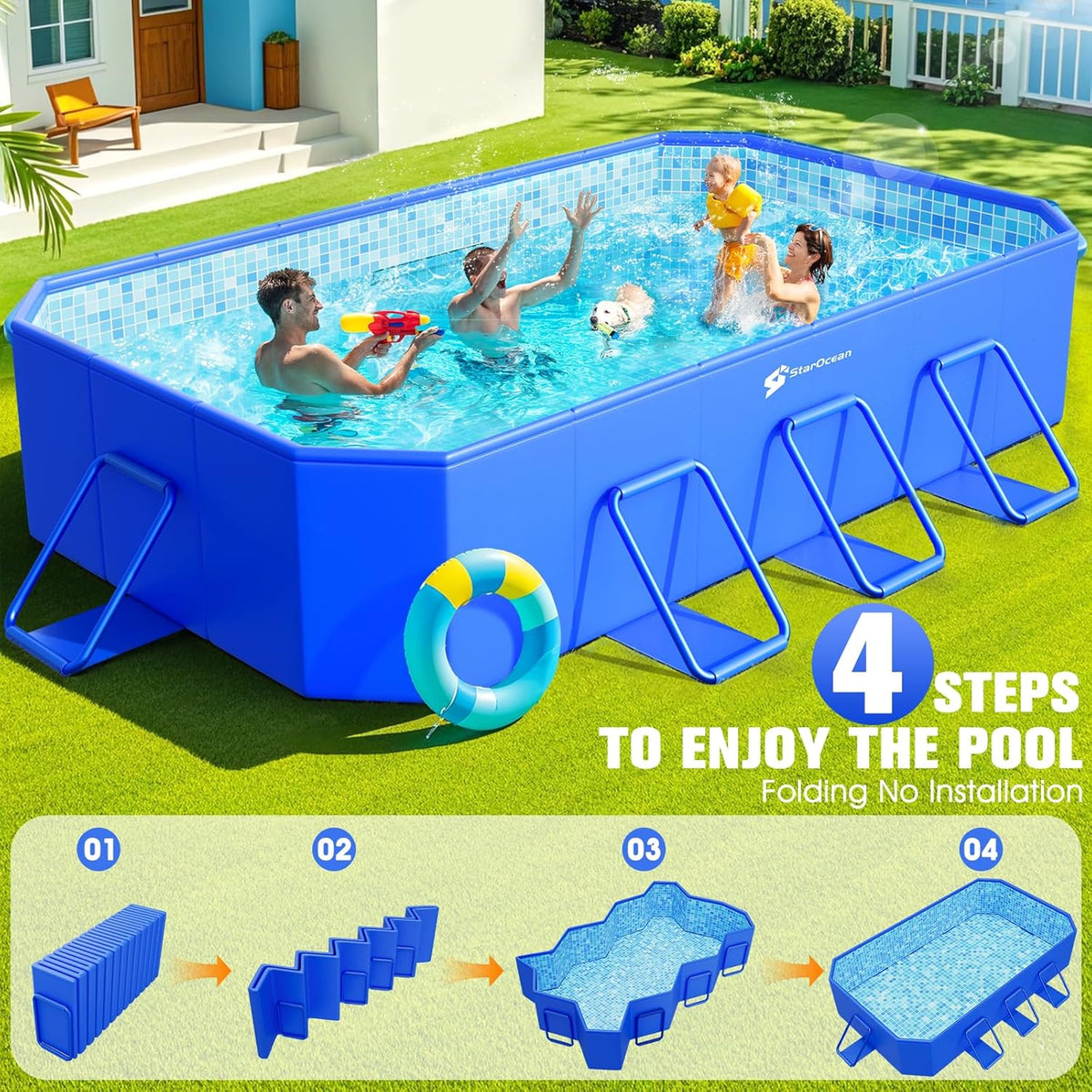 Foldable Pool, Large Non-inflatable Swimming Pool for Kids,adult Collapsible Pools Hard Plastic Shell, Oversized Thickened,portable Folding…