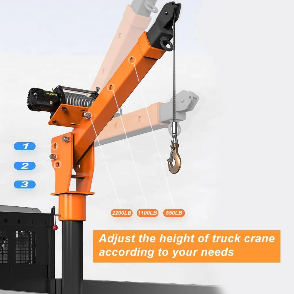 1100LB Folding Dismountable Household Hoist Truck Crane with Electric Hoist (110V) - 880LB Pulling Force, Jib Cranes for Factory, Warehouse,…