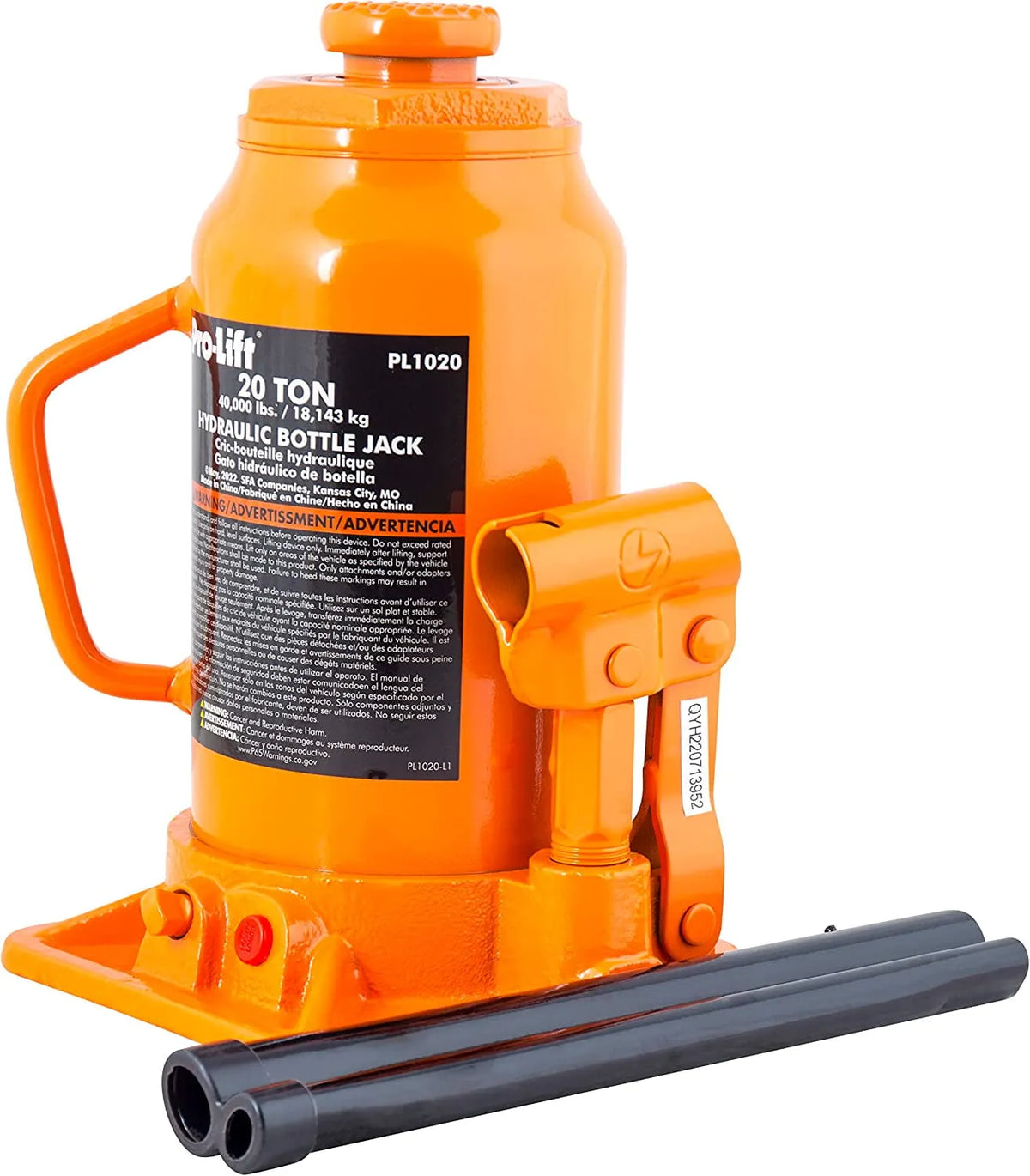 20 Ton Hydraulic Bottle Jack - Portable Car Jack 40000 lbs Capacity with Pump Handle for Car Sedans Suv