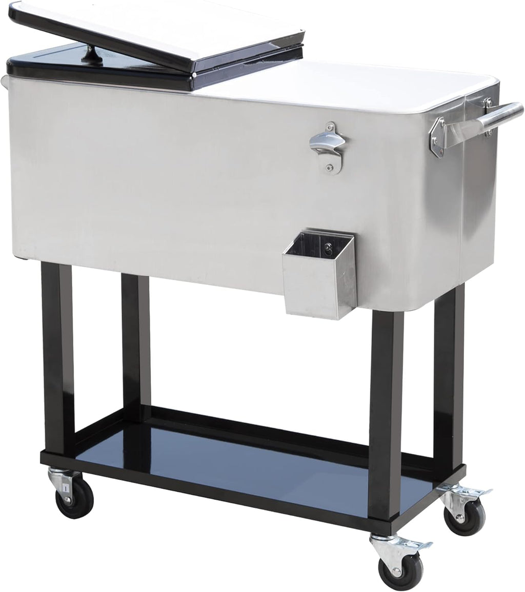 80-Quart Rolling Steel Cooler Cart