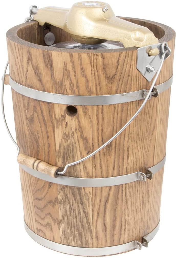 6 qt Ice Cream Maker - Classic Wooden Tub - Hand Crank
