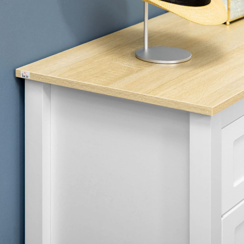 Kitchen Sideboard with Drawers and Adjustable Shelf, White