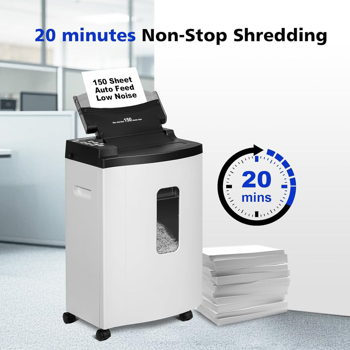 150-Sheet Auto-Feed Micro-Cut Paper Shredder, P-5