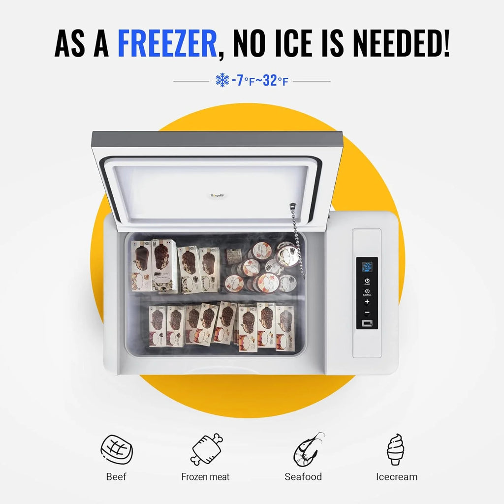 12 Volt Refrigerator 12V Car Fridge 23 quart Portable Freezer Compressor Cooler 12/24V Dc 110~240 Volt AC for Truck Van RV Camper Suv Travel…