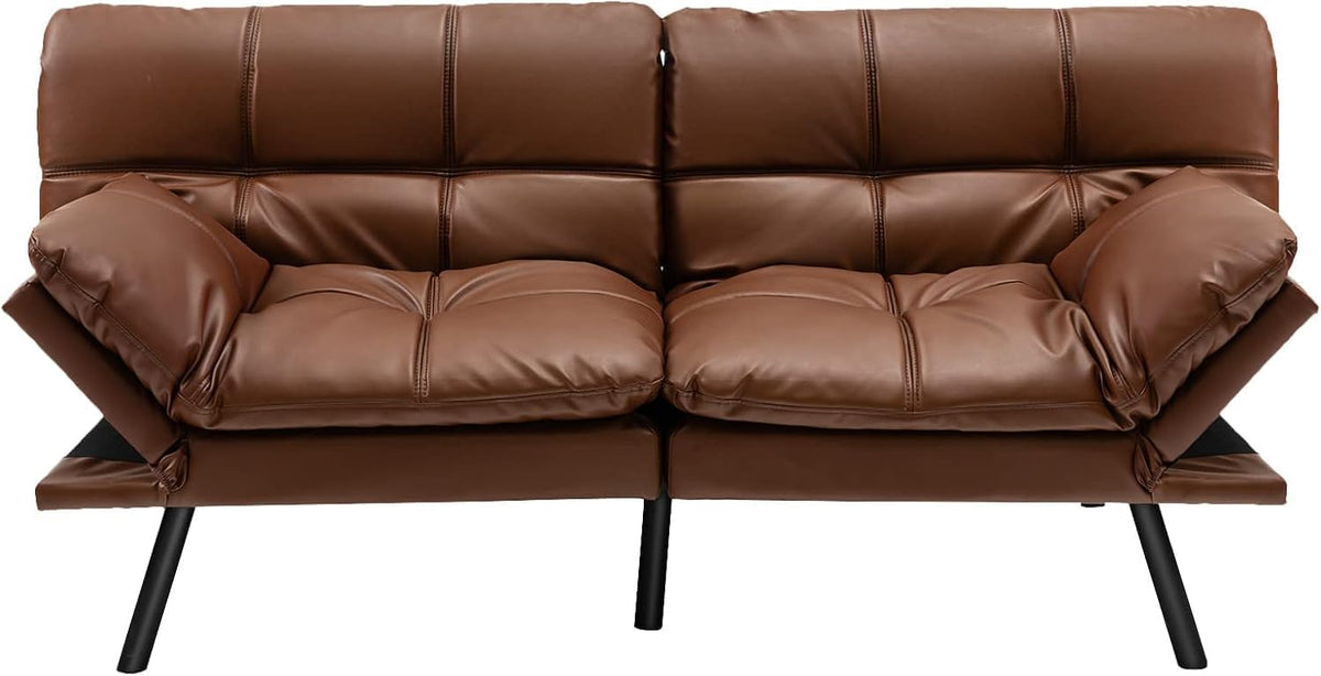 72-Inch Convertible Futon Sofa Bed with Adjustable Backrest, Gray