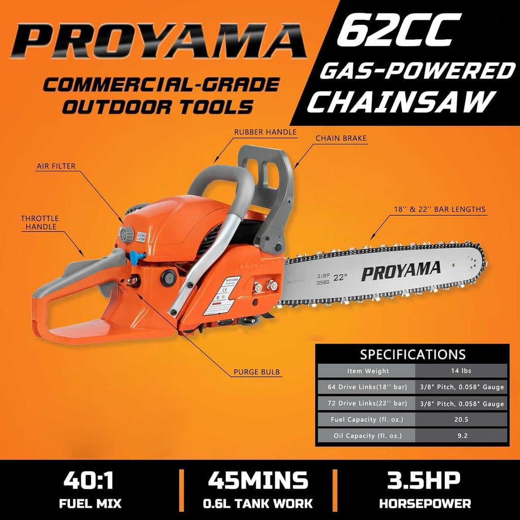 2-Stroke Gas Chainsaw for Wood Cutting
