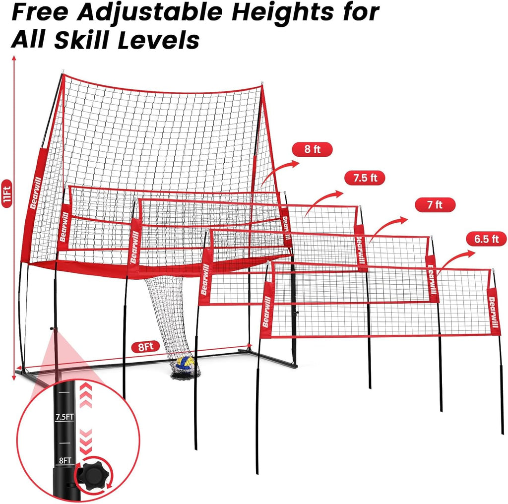 Adjustable Volleyball Practice Net for Indoor and Outdoor Training